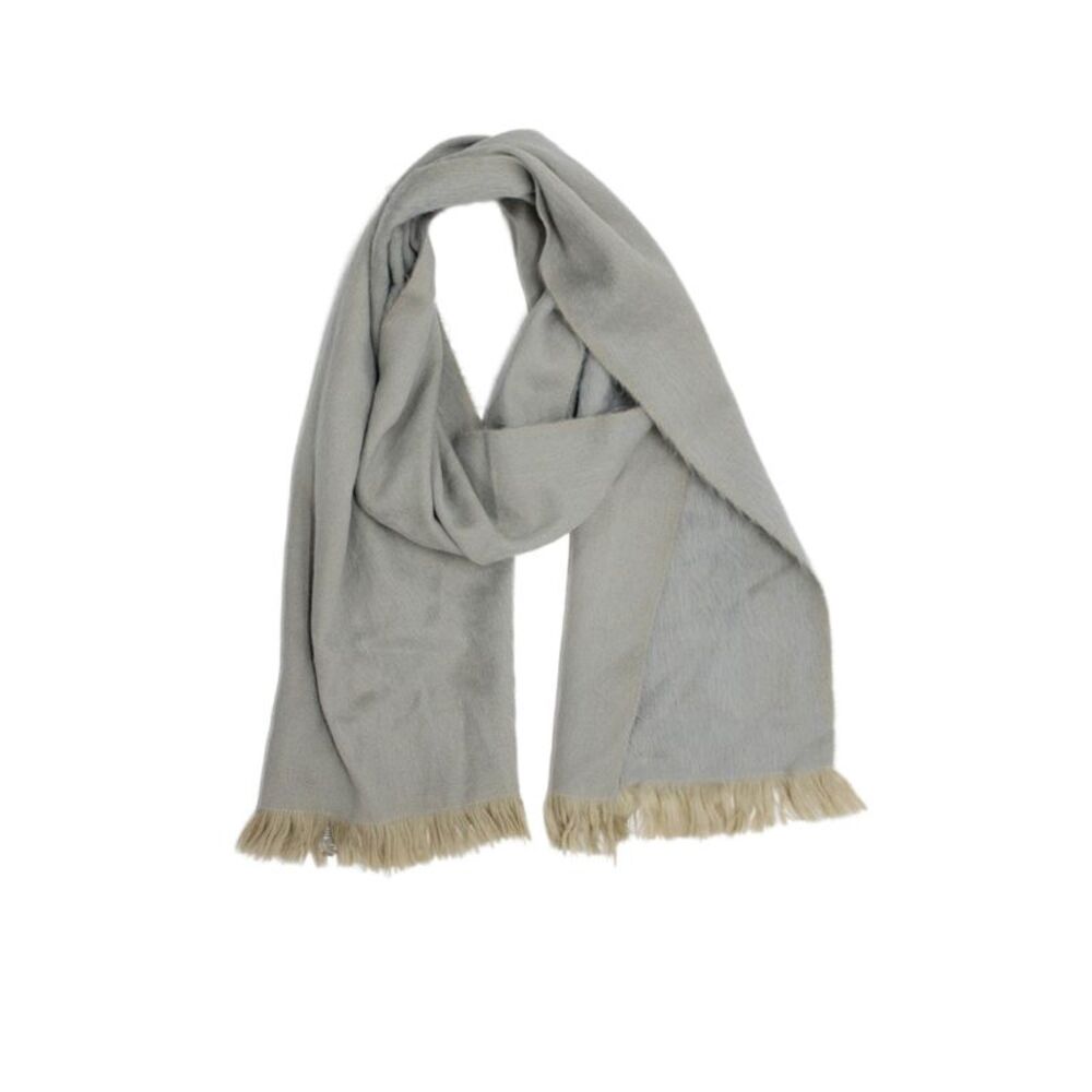 Shupaca Womens Alpaca Knitted Fringe Fold Over Scarf Gray Brown 80"x11"